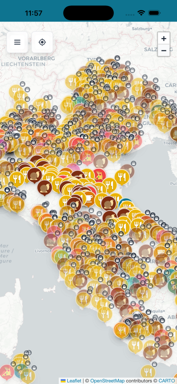 Mappa Italia con tutti i locali